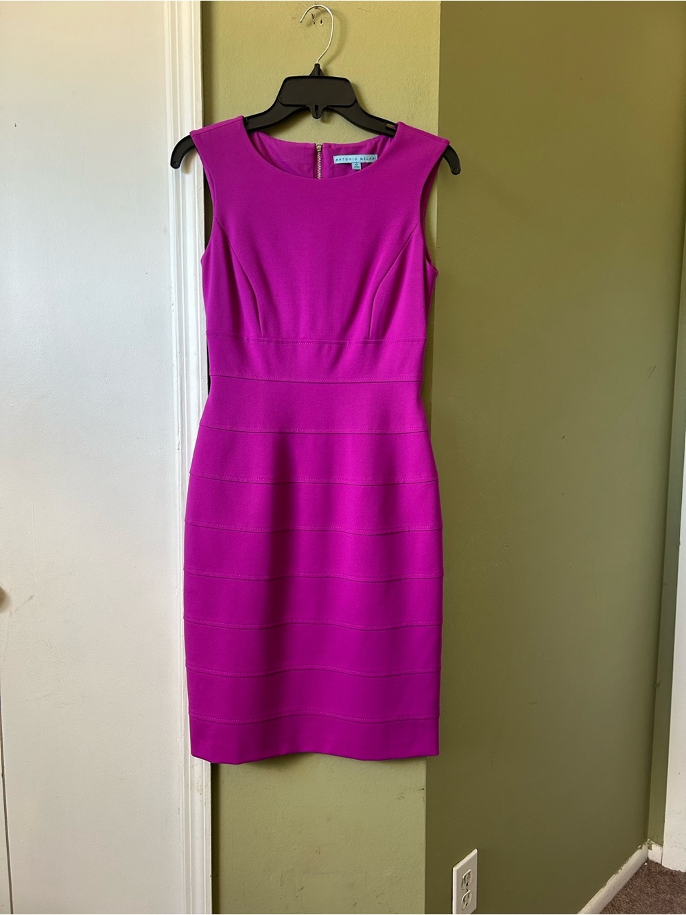 ANTONIO MELANI Lavender Scuba Sheath Midi Dress New